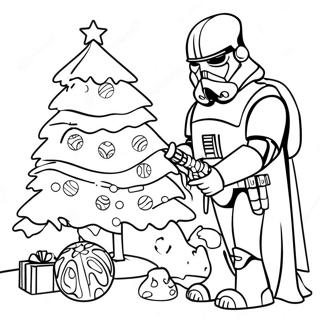 Festive Star Wars Characters Decorating A Tree Coloring Page 20883-16507