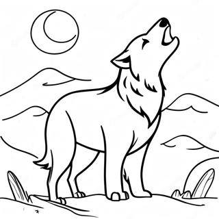 Realistic Wolf In Moonlight Coloring Pages