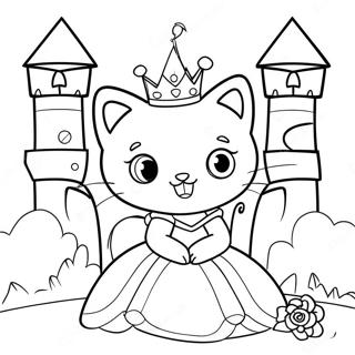 Página Para Colorir Da Princesa Gatinha Brilhante Em Um Castelo 20923-16548