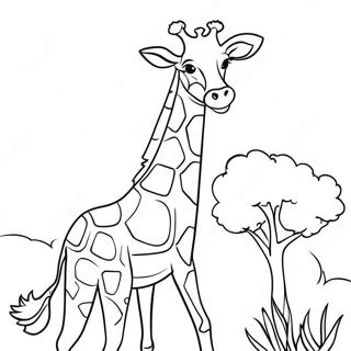 Giraffe Met Kleurrijke Vlekken Kleurplaat 2121-1697