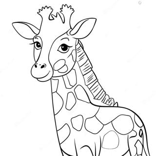 Giraffe Met Kleurrijke Vlekken Kleurplaat 2121-1698