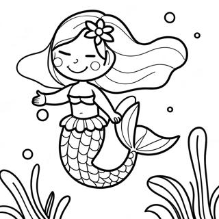 Enchanted Beautiful Mermaid Coloring Page 21242-16796