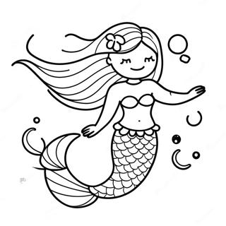 Graceful Mermaid Swimming In The Ocean Coloring Page 21243-16790