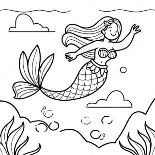 Graceful Mermaid Swimming In The Ocean Coloring Page 21243-16792