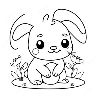 Cute Kawaii Bunny With Flowers Coloring Page 21263-16807