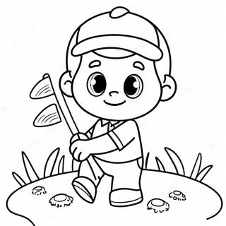 Cute Cartoon Golfer Coloring Page 2131-1705