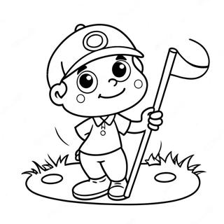 Cute Cartoon Golfer Coloring Page 2131-1707