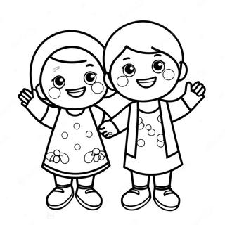 Cheerful Kids Spreading Kindness Coloring Page 21353-16888