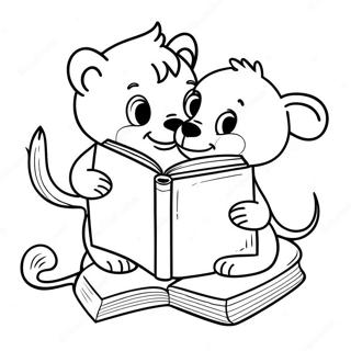 Cute Animals Reading Coloring Page 2141-1718