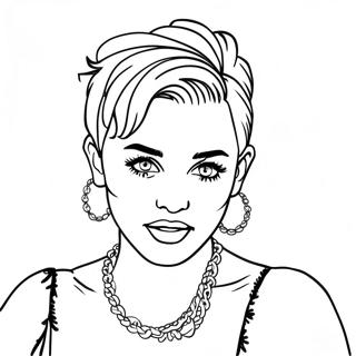 Miley Cyrus With Colorful Hair Coloring Page 21493-16993