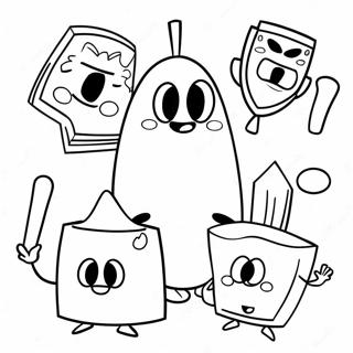 Bfdi 캐릭터들이 활동하는 색칠 공부 페이지 2151-1721