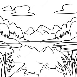 Serene Lake Sunset Coloring Page 21583-17049