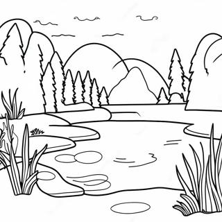 Serene Lake Sunset Coloring Page 21583-17051