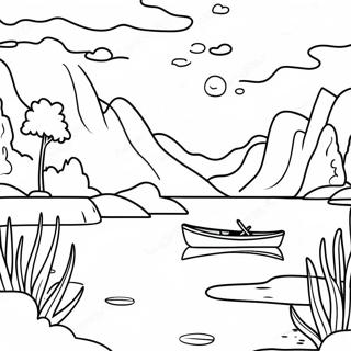 Serene Lake Sunset Coloring Page 21583-17052