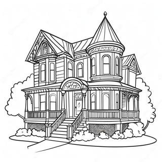 Victorian House Exterior Coloring Page 21652-17120