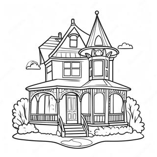 Charming Victorian House With Garden Coloring Page 21653-17123