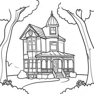 Charming Victorian House With Garden Coloring Page 21653-17124