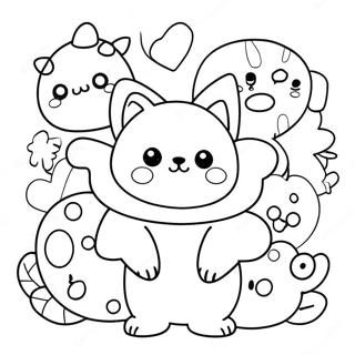 Pagini De Colorat Cu Doodle De Animal Kawaii Adorabil 21663-17132