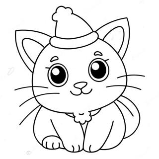 Cute Christmas Cat Coloring Page 21672-17138