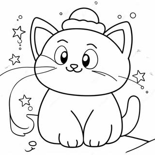 Cute Christmas Cat Coloring Page 21672-17140