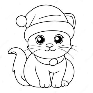 Cute Christmas Cat Coloring Pages