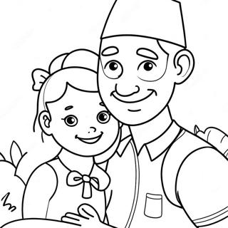 Baba Ve Kız Eğlenceli Gün Boyama Sayfası 21732-17182