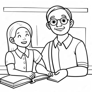 Friendly Teacher With Students Coloring Page 21933-17493