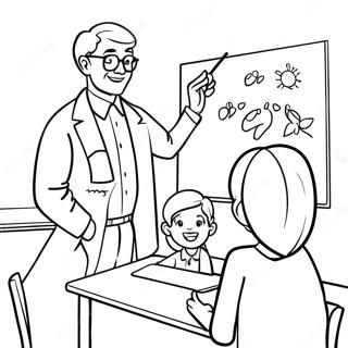 Friendly Teacher With Students Coloring Page 21933-17494