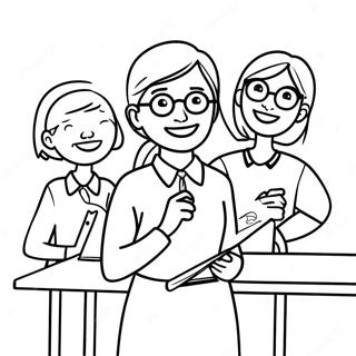 Friendly Teacher With Students Coloring Page 21933-17496