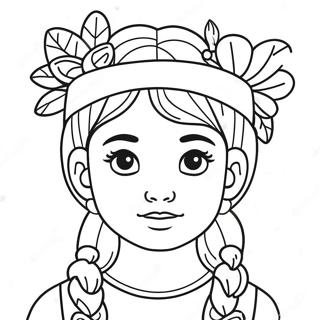 Cute Girl With Flower Crown Coloring Page 21942-17354