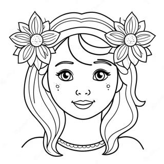 Cute Girl With Flower Crown Coloring Page 21942-17355