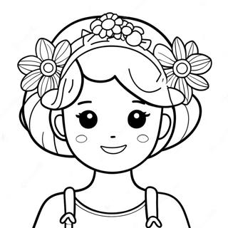 Cute Girl With Flower Crown Coloring Page 21942-17356