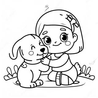 Adorable Girl Playing With A Puppy Coloring Page 21943-17337