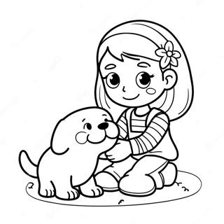 Adorable Girl Playing With A Puppy Coloring Page 21943-17338