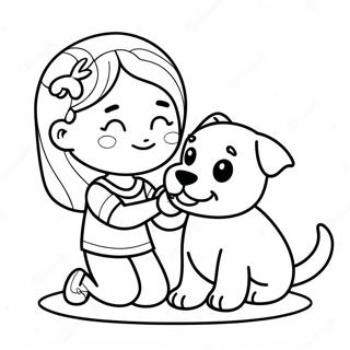 Adorable Girl Playing With A Puppy Coloring Page 21943-17340