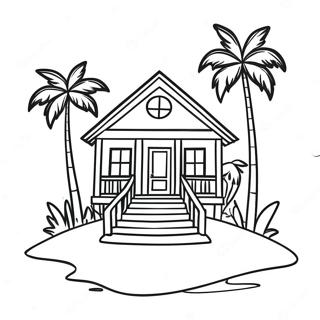 Sunny Beach House With Palm Trees Coloring Page 21953-17342