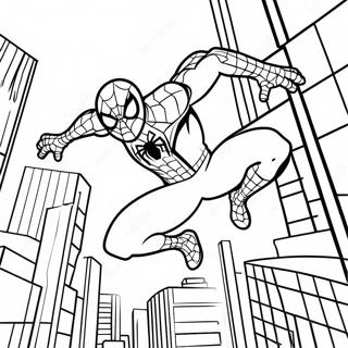 Spider Man Swinging Through The City Coloring Page 22073-17437