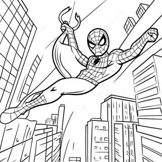 Spider Man Swinging Through The City Coloring Page 22073-17438