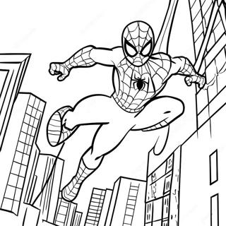 Spider Man Swinging Through The City Coloring Page 22073-17439