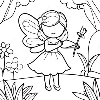 Magical Fairy In A Garden Coloring Page 22173-17544