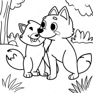 Playful Fox And Hound Friends Coloring Page 22213-17563