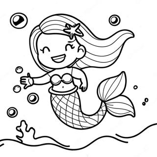 Black Mermaid Underwater Scene Coloring Page 22332-17677