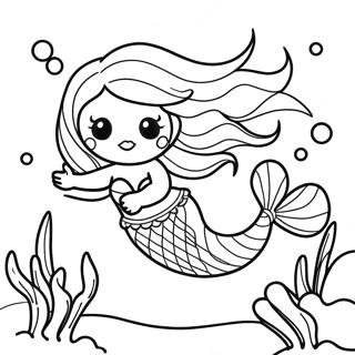 Black Mermaid Underwater Scene Coloring Page 22332-17678