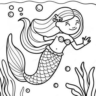 Black Mermaid Underwater Scene Coloring Page 22332-17679