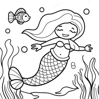 Black Mermaid Underwater Scene Coloring Page 22332-17680