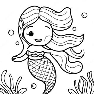 Elegant Black Mermaid With Flowing Hair Coloring Page 22333-17657