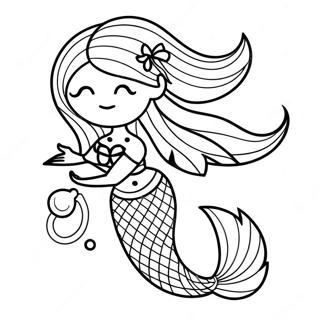 Elegant Black Mermaid With Flowing Hair Coloring Page 22333-17658