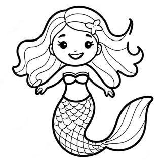 Elegant Black Mermaid With Flowing Hair Coloring Page 22333-17659