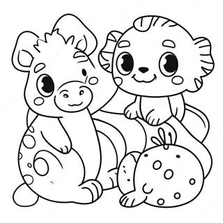 Kids Coloring Page With Fun Animals 22402-17720