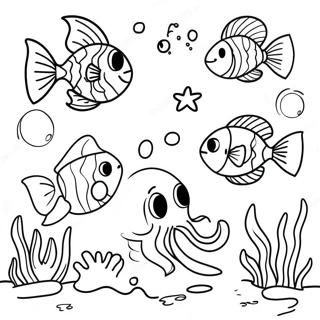 Colorful Underwater Scene Kids Coloring Page 22403-17725